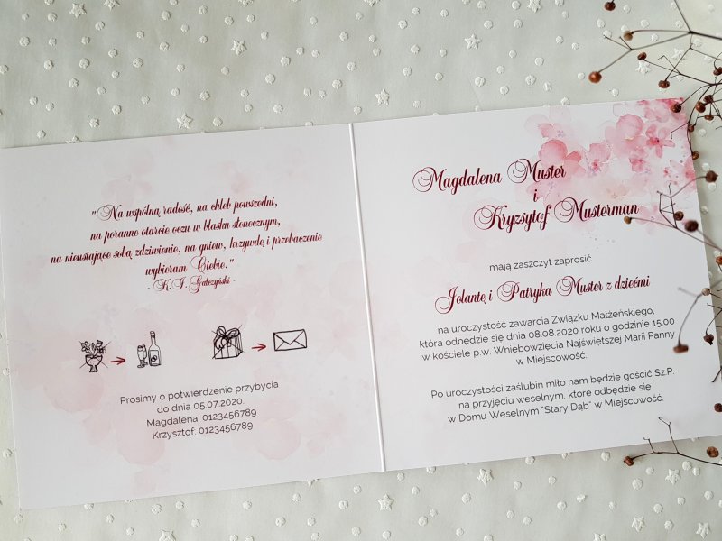 Hochzeit Einladungskarte "Rose" 01